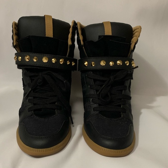 Zara Black Wedge Studded Sneaker - Picture 5 of 11
